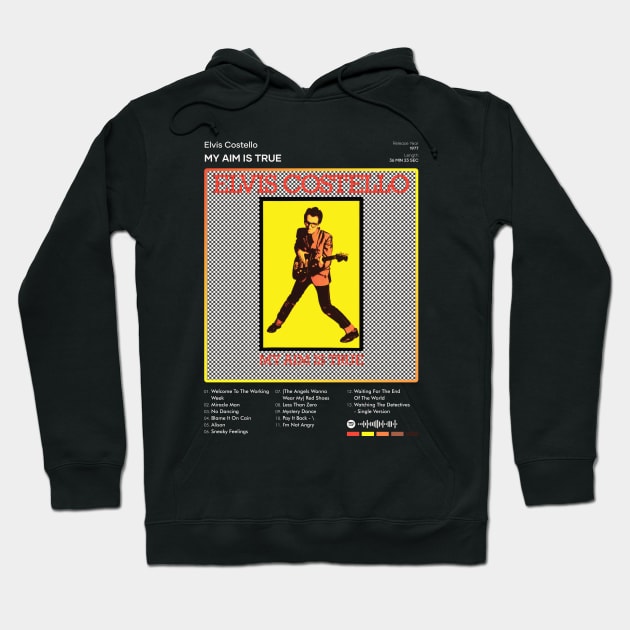 Elvis Costello - My Aim Is True Tracklist Album Hoodie by 80sRetro